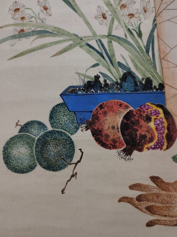 丁輔之畫 博古図」近代画家 肉筆紙本 真作【仁】掛け軸 書画立軸 丁輔之畫 博古図」近代画家 肉筆紙本 真作【仁】掛け軸 書画立軸