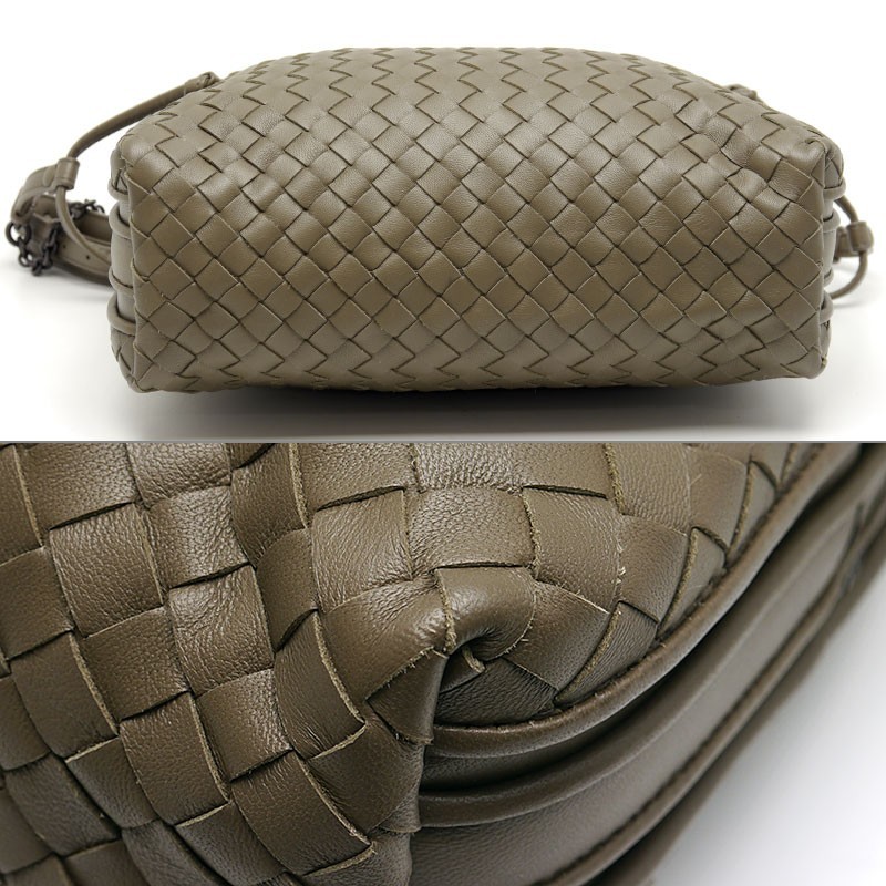 ボッテガヴェネタ BOTTEGA VENETA チェーンショルダーバッグ イントレチャート ラム グレーブラウン系_画像3