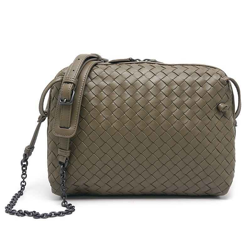 ボッテガヴェネタ BOTTEGA VENETA チェーンショルダーバッグ イントレチャート ラム グレーブラウン系