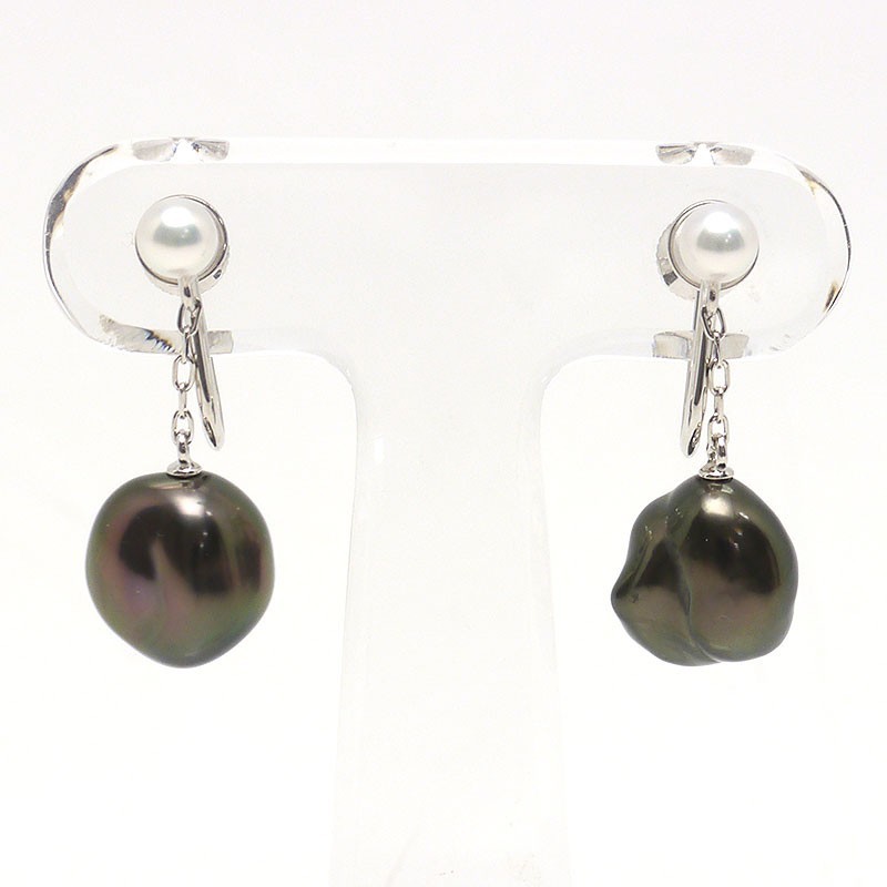 ミキモト MIKIMOTO バロックパールイヤリング K18WG・バロックパール