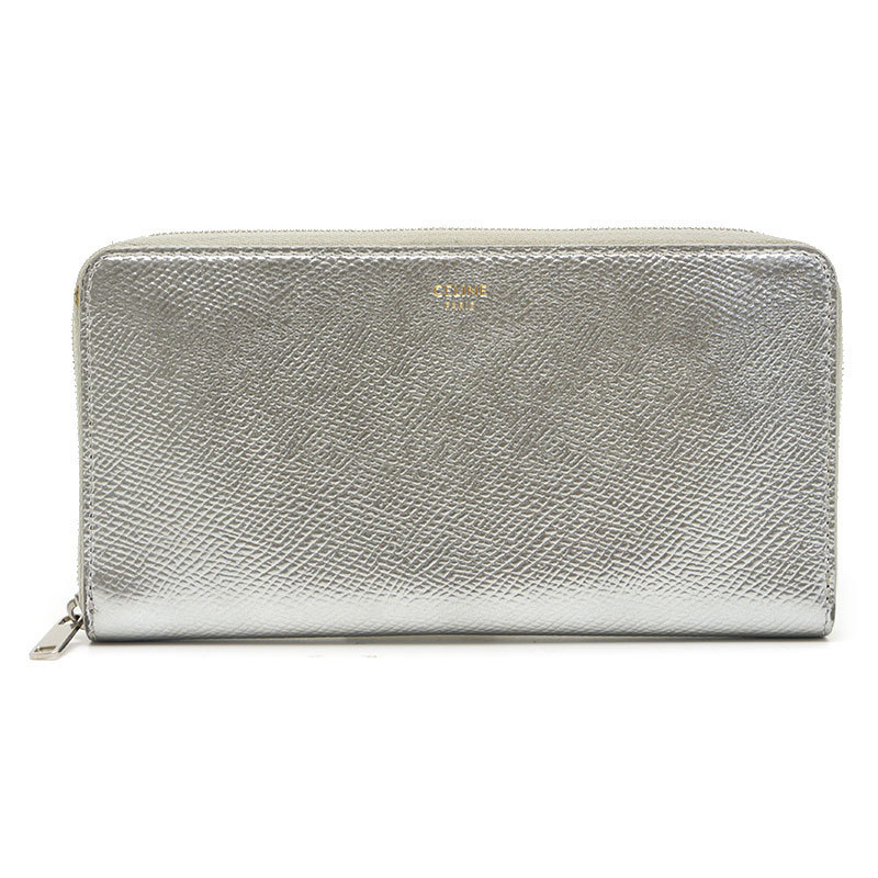 低価格 セリーヌ CELINE ラウンドジップ長財布 型押しレザー メタリックシルバー ラウンドファスナー 女性用財布 低価格 セリーヌ CELINE ラウンドジップ長財布 型押しレザー メタリックシルバー ラウンドファスナー 女性用財布