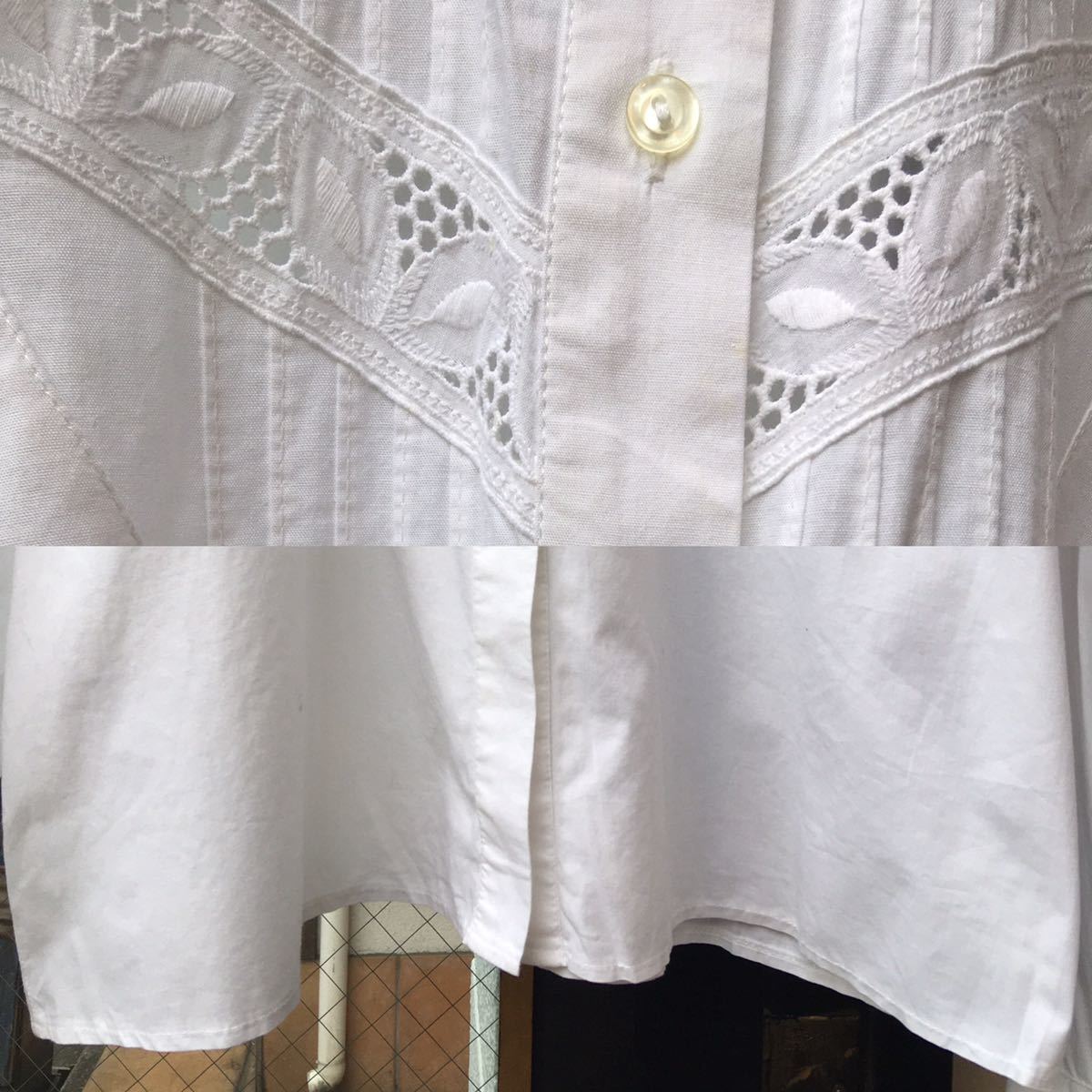 ヨーロッパ古着 ブラウス vintage blouse shirt 刺繍 レース 長袖 半袖 シャツ LV718_画像6