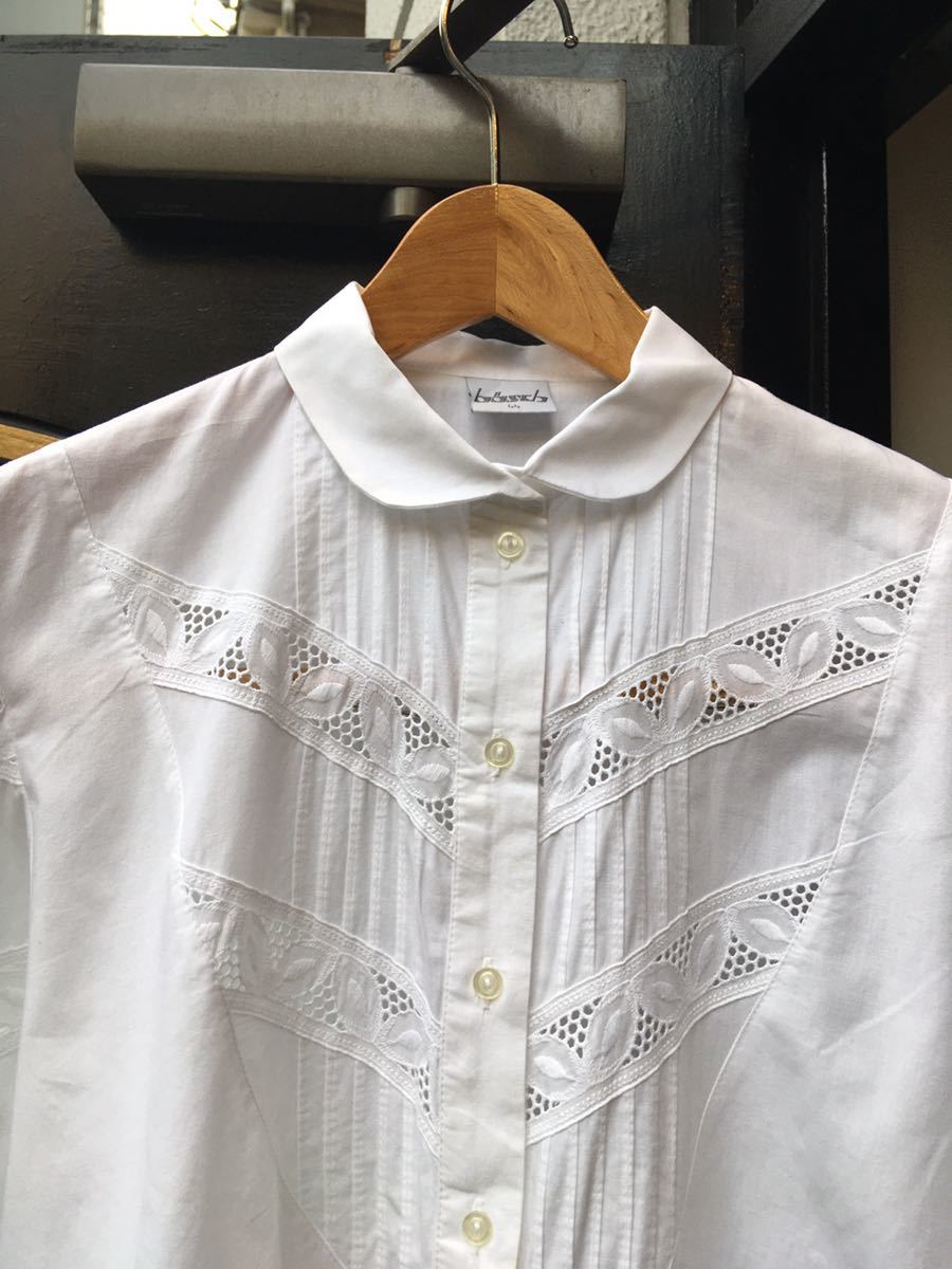 ヨーロッパ古着 ブラウス vintage blouse shirt 刺繍 レース 長袖 半袖 シャツ LV718_画像2