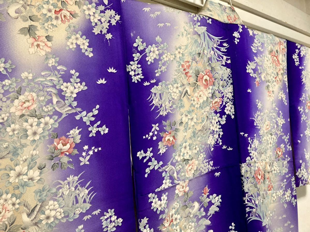 送料無料/新品】 芍薬 菖蒲 桜 茶屋辻文様 暈し染め ぼかし染め 訪問着