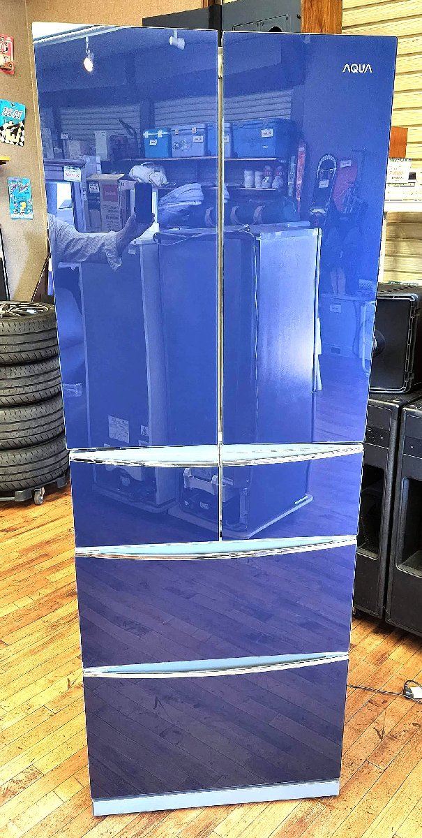 動作良好 AQUA アクア 400L 6ドア 冷凍冷蔵庫 AQR-FG40B サファイア
