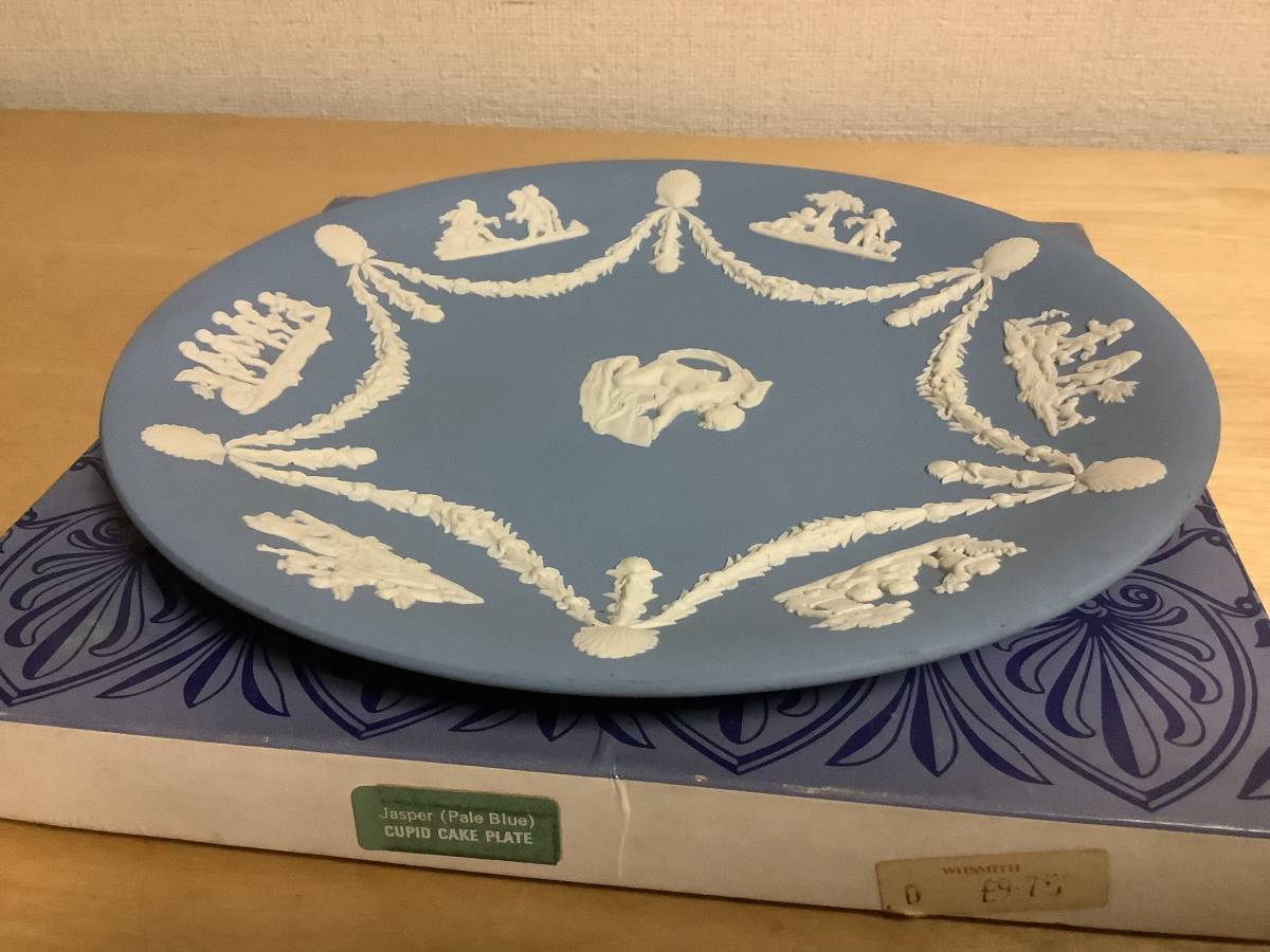 アンティーク　Wedgwood Jaser(Pale Blue)CUPID CAKE PLATE ウエッジウッド　ジャスパー　ケーキプレート　天使　イギリス製　送料無料_画像2