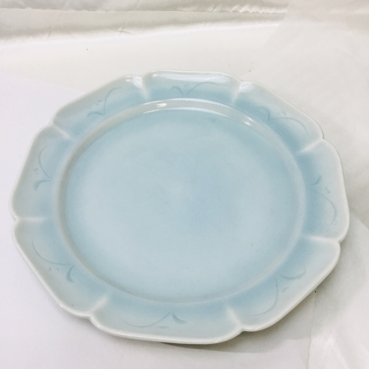 【現状保管品/S】和食器 平皿 青白花型 中皿 オシャレ 二枚セット HA0816_画像4