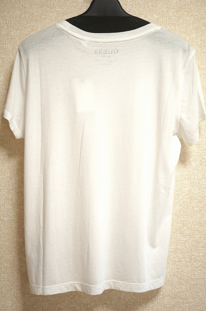 新品！GUESS/ゲス/胸パッチ/Tシャツ/S/白 タグ付き クルーネック 半袖Tシャツ