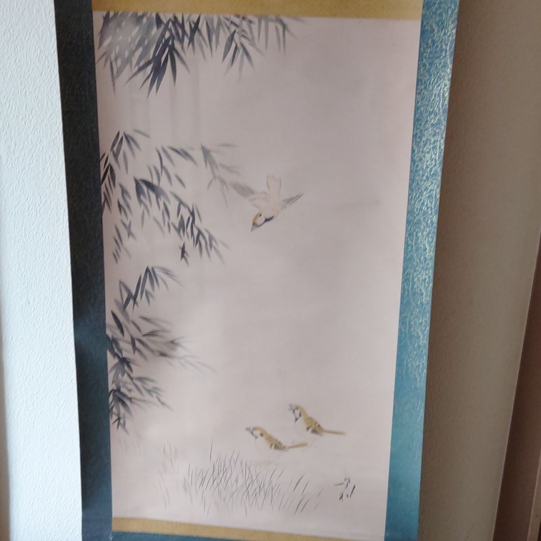⑥【掛け軸】鳥 作者不明 日本画 掛け軸 掛軸