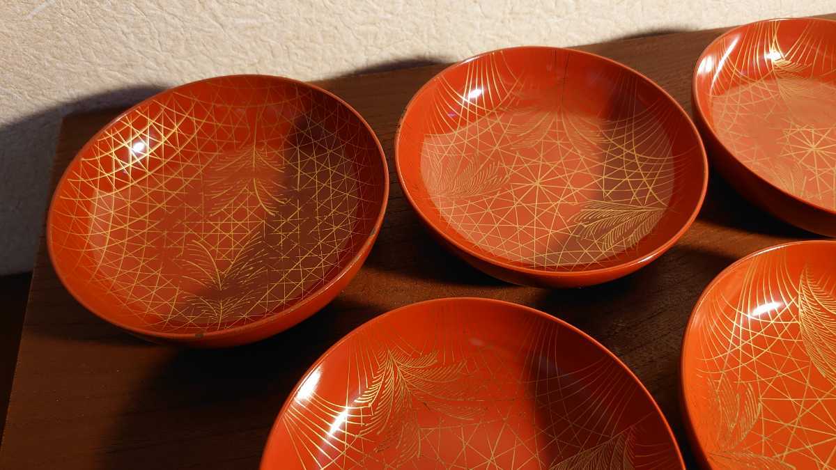 輪島塗 金蒔絵 銘々皿 漆器 茶道具 小皿 小椀 すすきの図 金沢蒔絵 ５