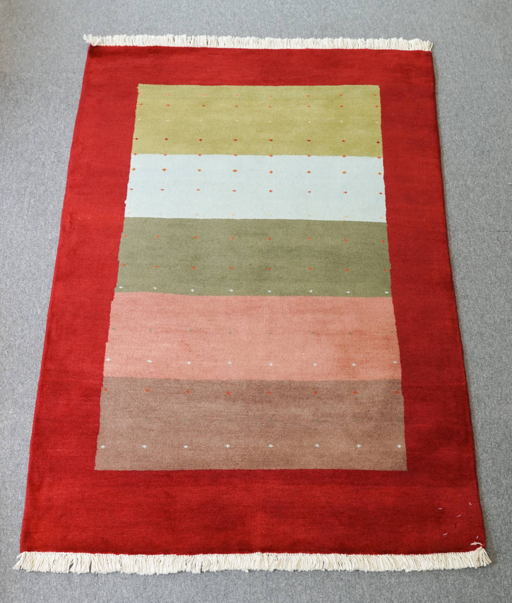 パキスタン手織り絨毯 ウール アクセントラグ size:141×95cm
