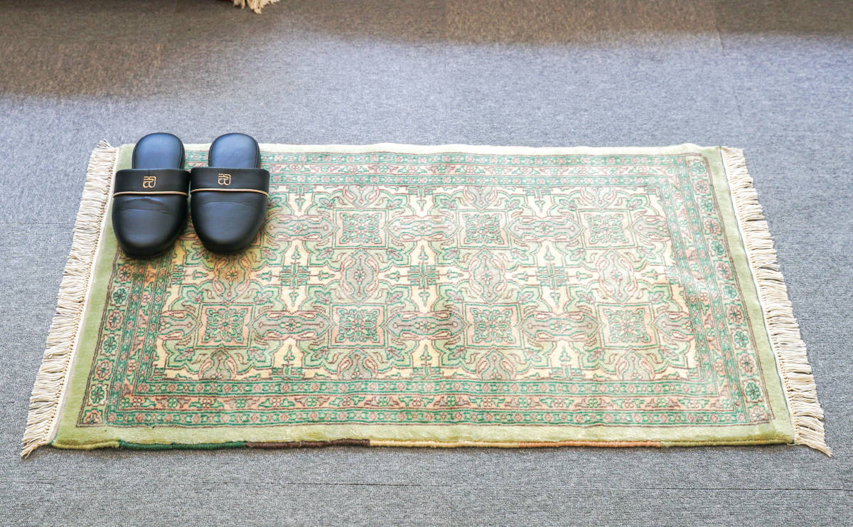 逸品】 www パキスタン手織り絨毯 アクセントラグ size:119×84cm