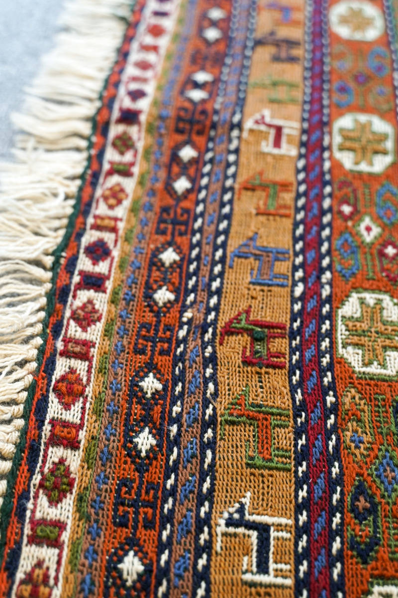 ペルシャキリム 手織り絨毯 アクセントラグ size:115×77cm