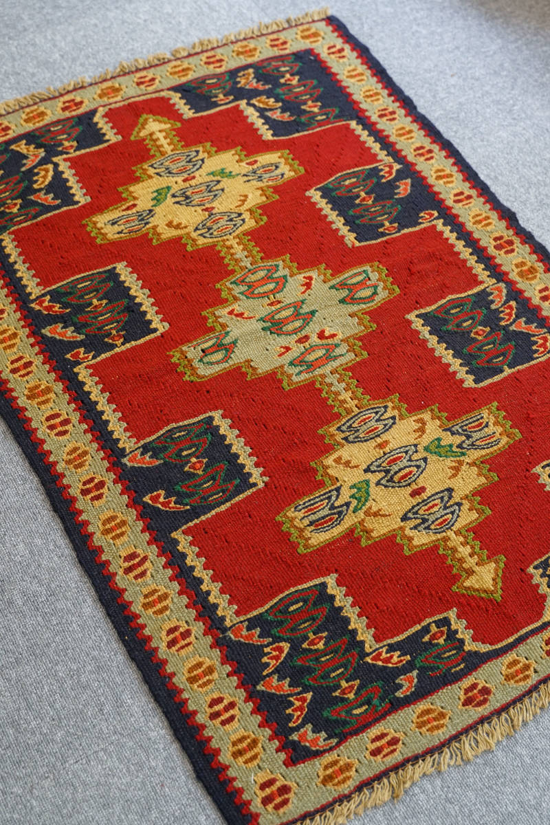 高い素材】 トルコ オールドキリム size: 103×85cm 手織り絨毯, 玄関