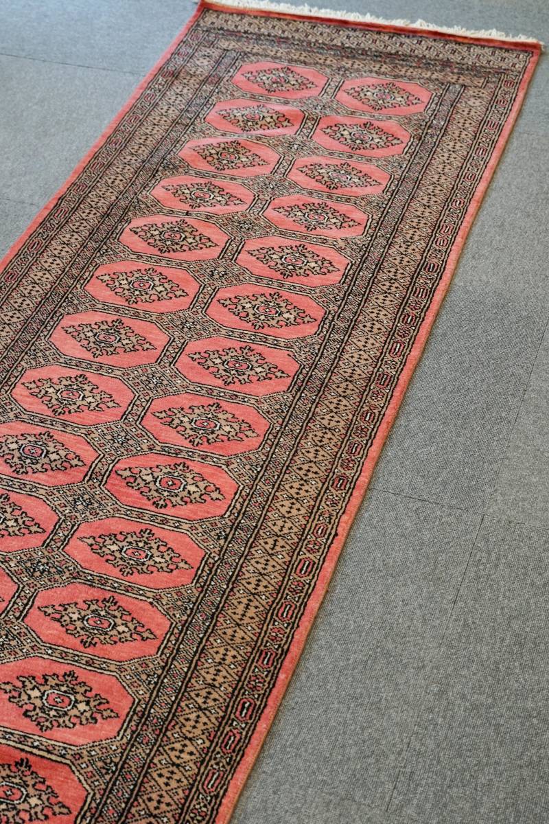 廊下敷きパキスタン手織り絨毯 ランナー サイズ:249×80cm