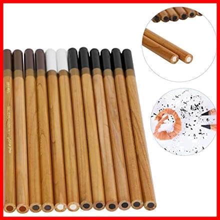 鉛筆 デッサン 色鉛筆 スケッチ鉛筆 チャコールペンシル 6色炭素芯 12本セット チャコール鉛筆 絵図 素描 画材 美術用品_画像3