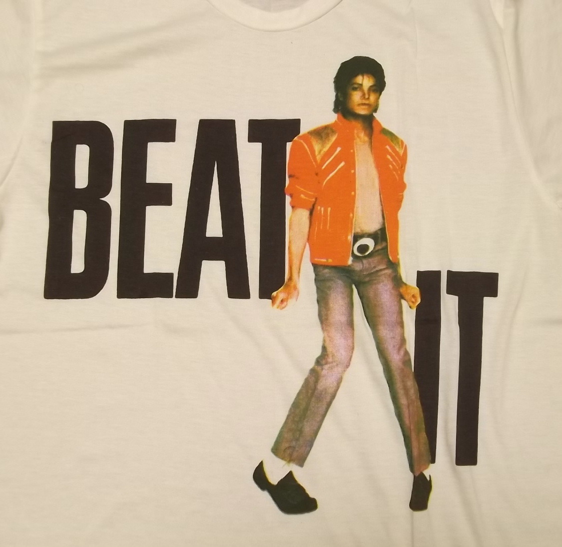 新品 【Michael Jackson】マイケルジャクソン Beat It Vintage Style プリント Tシャツ L // King of Pop 今夜はビートイット_画像2