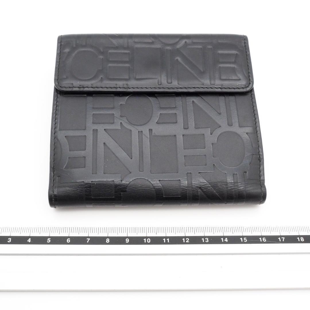 《希少》CELINE 折財布 ブラック エナメル 型押しロゴ コンパクト #メンズ #レディース