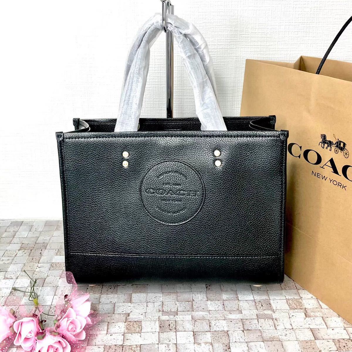 ☆新品☆COACH トート ハンドバッグ ショルダーバッグ 丸ロゴ 黒