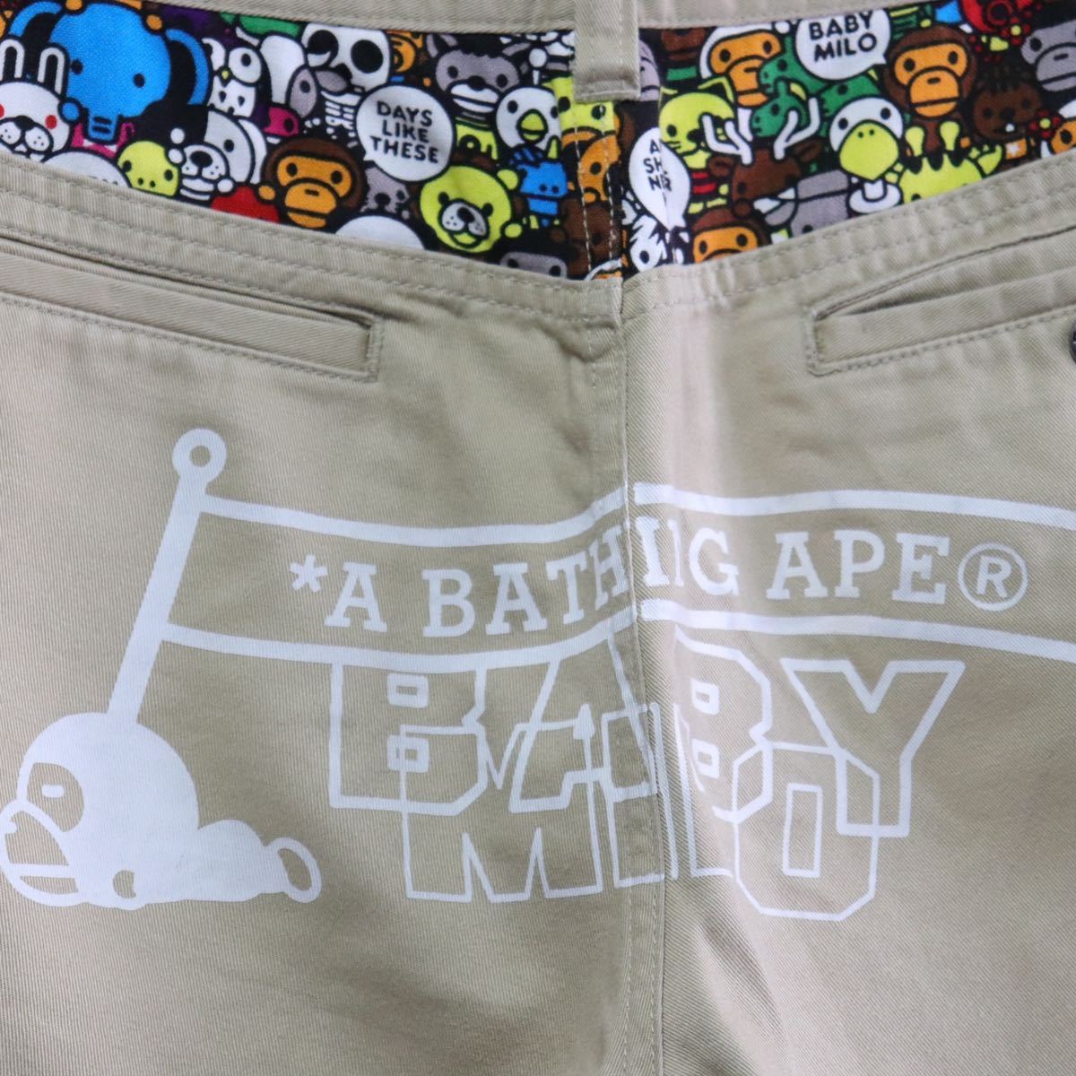 希少【a bathing ape babymilo】safari/ロゴ/チノパン/ショートパンツ