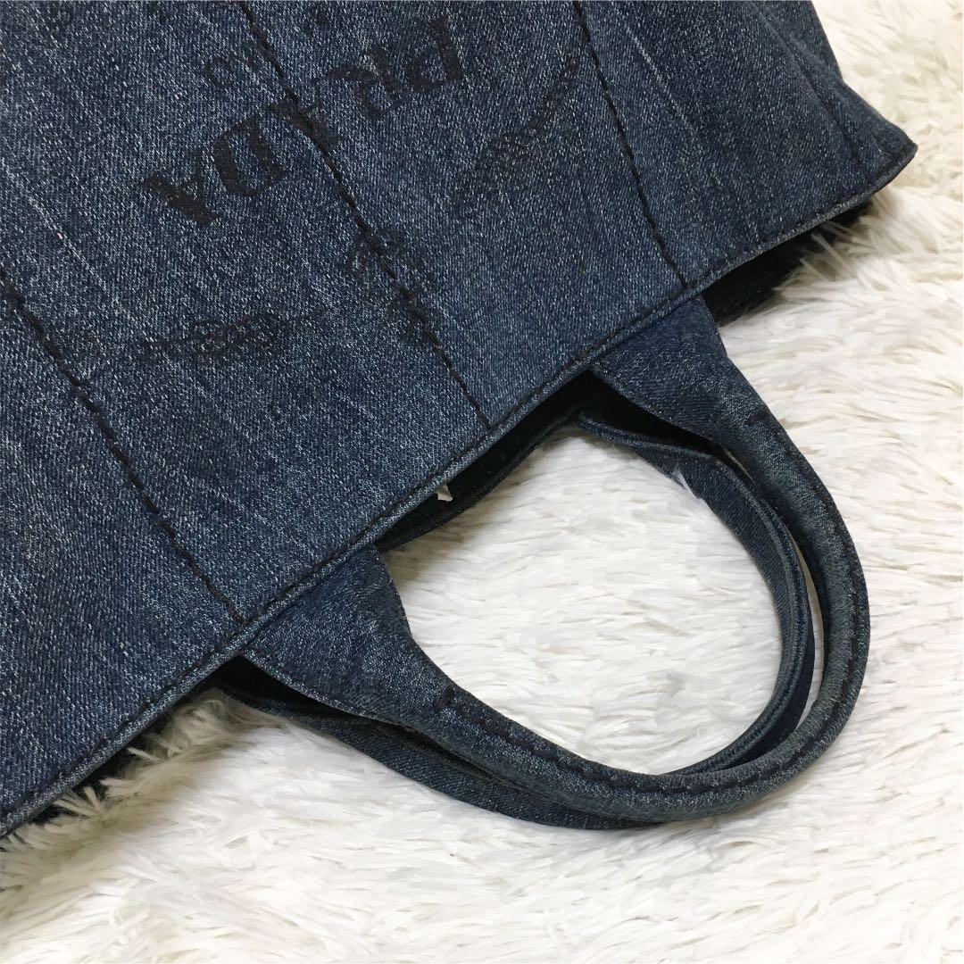 美品PRADA カナパ ショルダーバッグ 2way デニム Mサイズ 白タグ