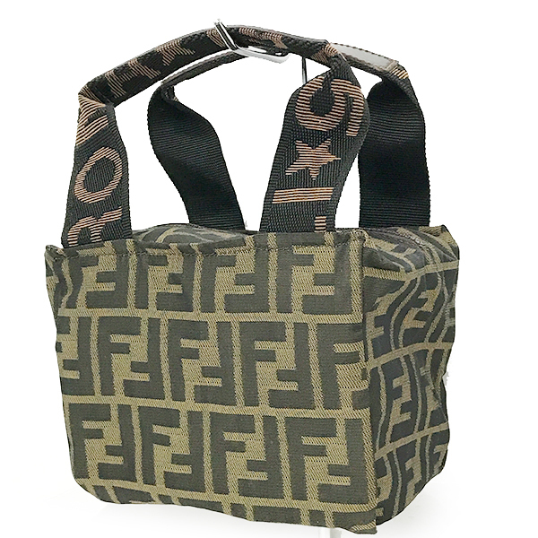 美品 FENDI フェンディ ズッカ柄 ハンドバッグ ブラウン/茶 キャンバス