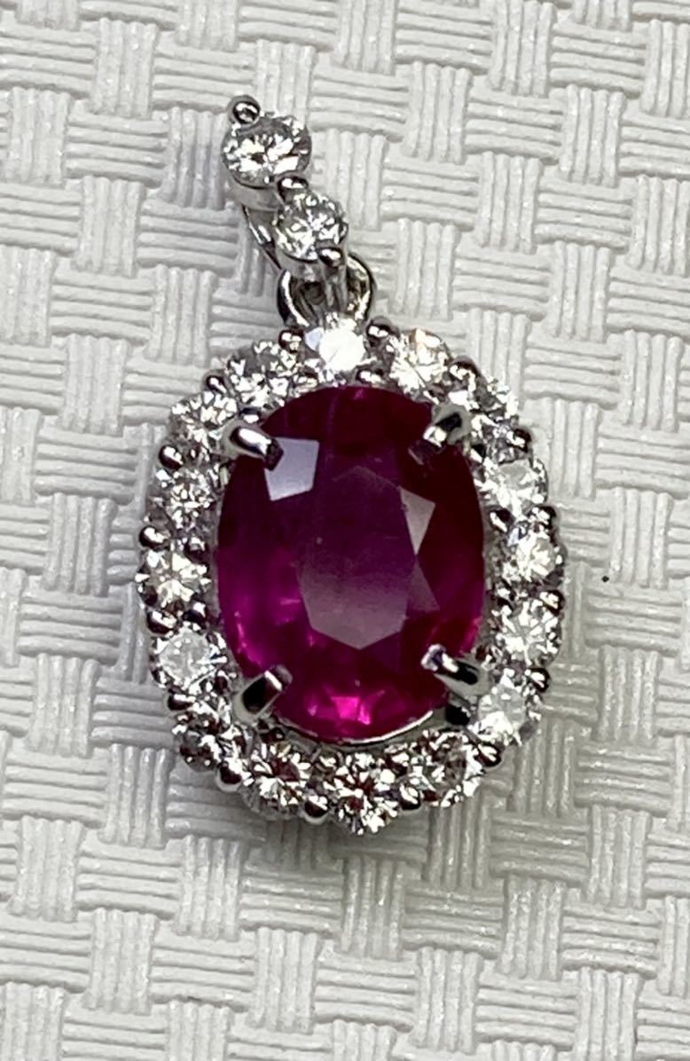 * new goods * natural ruby 1.69ct high class pendant top diamond D0.46ct/Pt900 centre gem research place so-ting attaching Ruby Pendant*