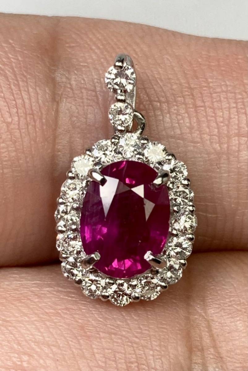 * new goods * natural ruby 1.69ct high class pendant top diamond D0.46ct/Pt900 centre gem research place so-ting attaching Ruby Pendant*