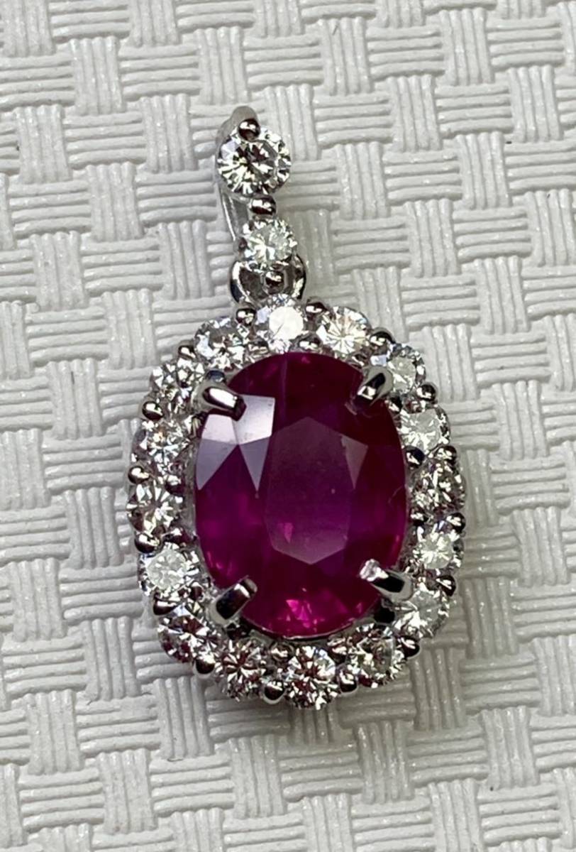 * new goods * natural ruby 1.69ct high class pendant top diamond D0.46ct/Pt900 centre gem research place so-ting attaching Ruby Pendant*