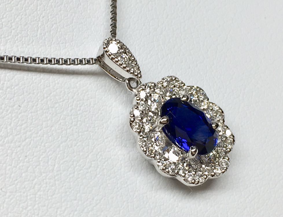 ◆新品 綺麗◆ 天然サファイア 1.30ct ダイヤモンド ネックレス 0.60ct Pt900/Pt850 中央宝石研究所 ソーティング付 Sapphire◆_画像6