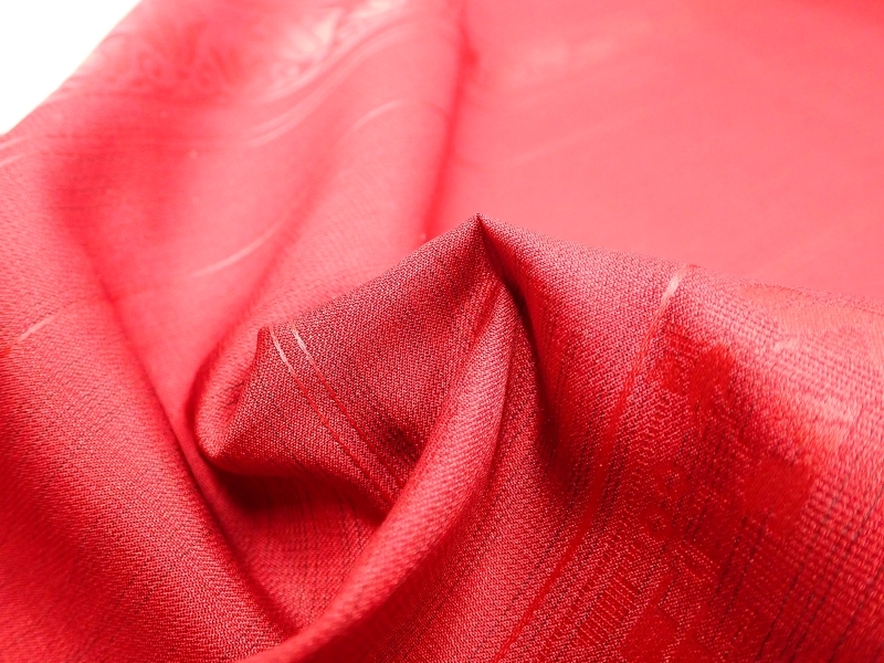 E027　反物/生地/雨コート　はっ水　京都西陣　紅赤色　正絹　和装着物　Japanese Kimono　Silk fabric_画像9