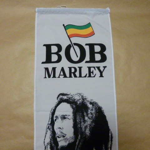 新品 ロング フラッグ BOB MARLEY ボブ・マーリー ラスタ レゲエ ジャマイカ タペストリー 壁掛け ホワイト　白_画像2