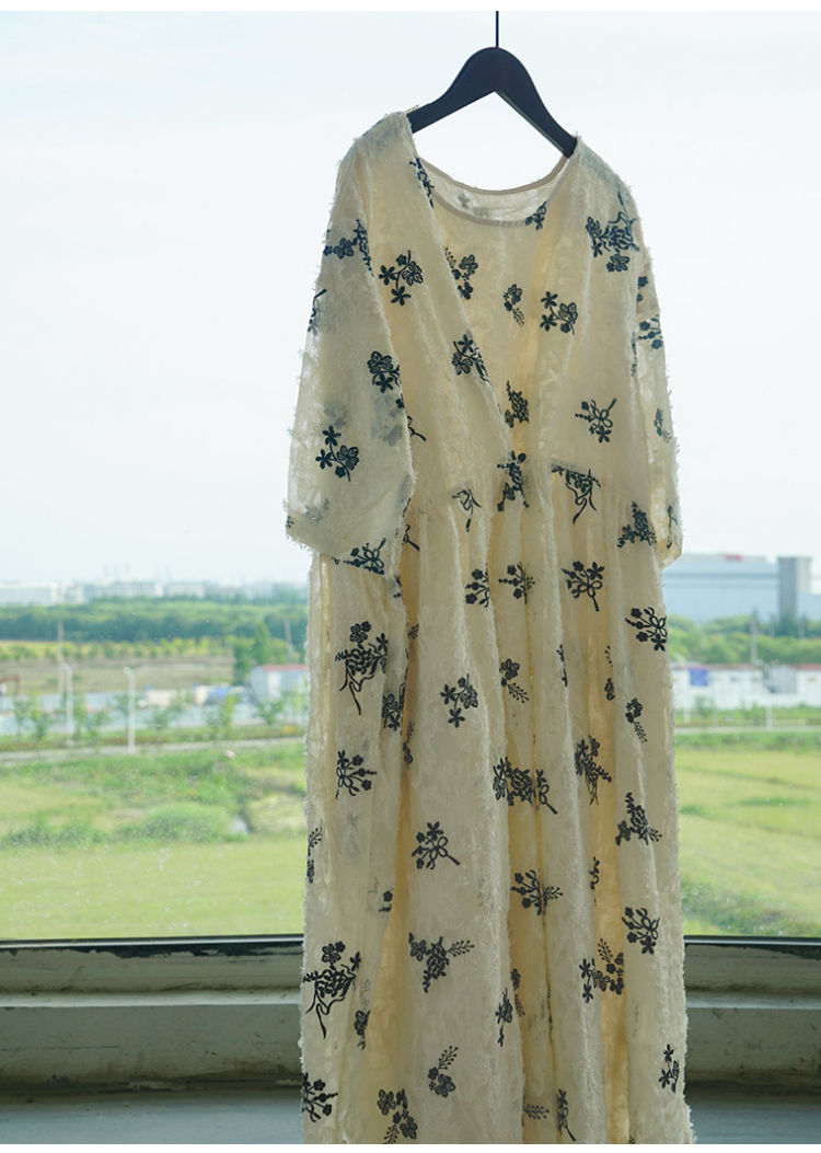 2021新春福袋】 独特の生地感に花柄刺繍が印象的☆レイヤードデザイン
