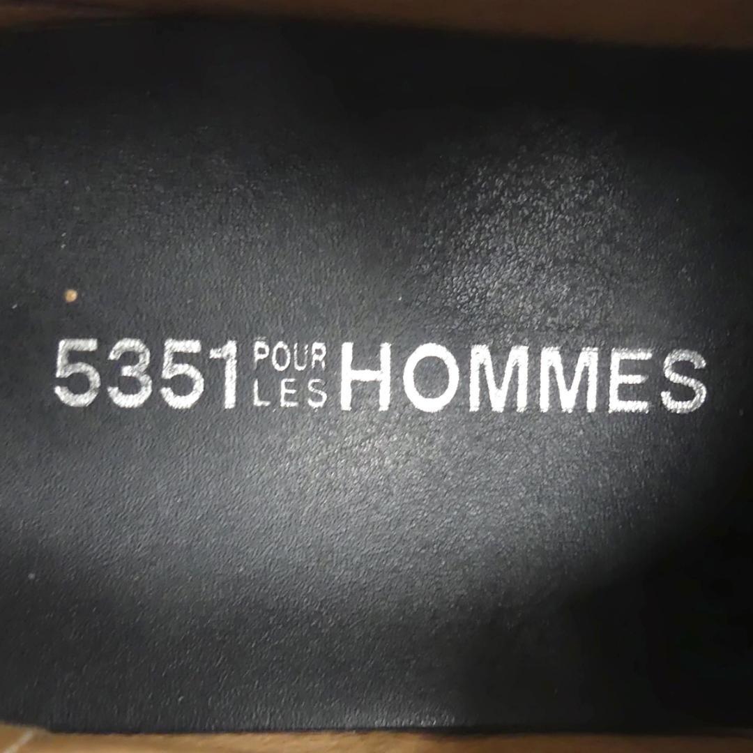 即決★5351 POUR LES HOMMES★24cm レザーローファー 5351プールオム メンズ 38 黒 本革 ビジネスシューズ 本皮 スリッポン 革靴