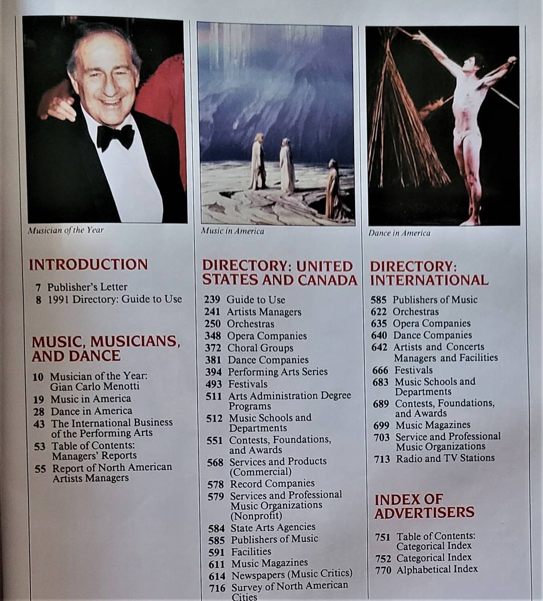 未読本 送料無し　1991年版　MUSICAL AMERICA 1991 EDITION INTERNATIONAL DIRECTORY OF THE PERFORMING ARTS_画像6