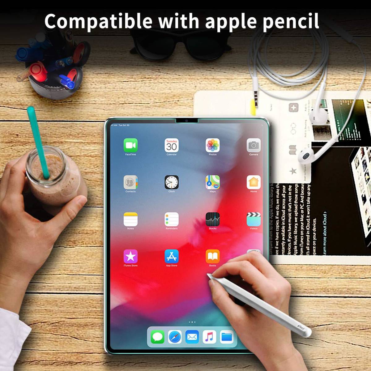 強化ガラスフィルム iPad Air 第5世代/第4世代 共用 10.9インチ Prenium TEMPRERED GLASS Pro apple pencil OK_apple pencil ok