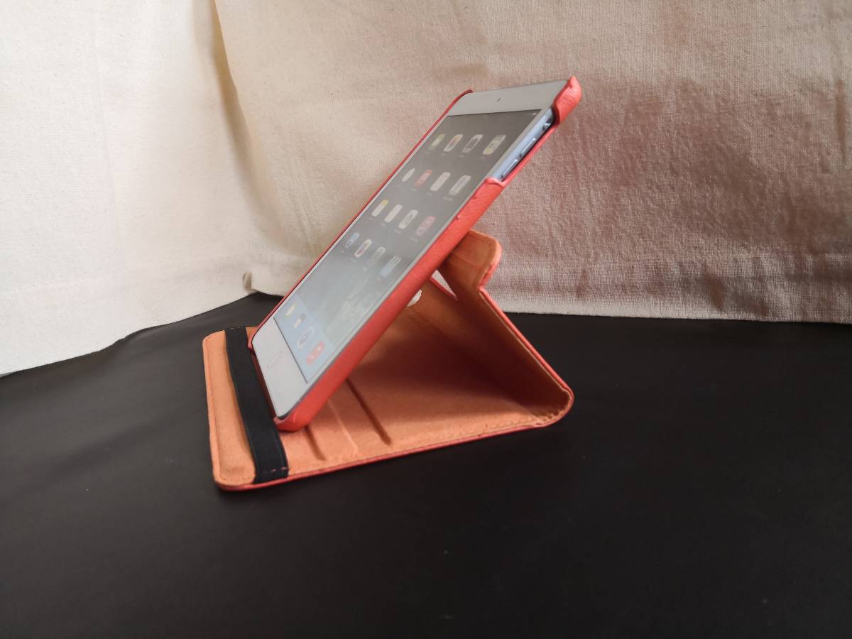 iPad mini/mini2/mini3 オレンジ レザーケース 360度回転機能,スタンド機能 , 自動スリープ機能付_画像2