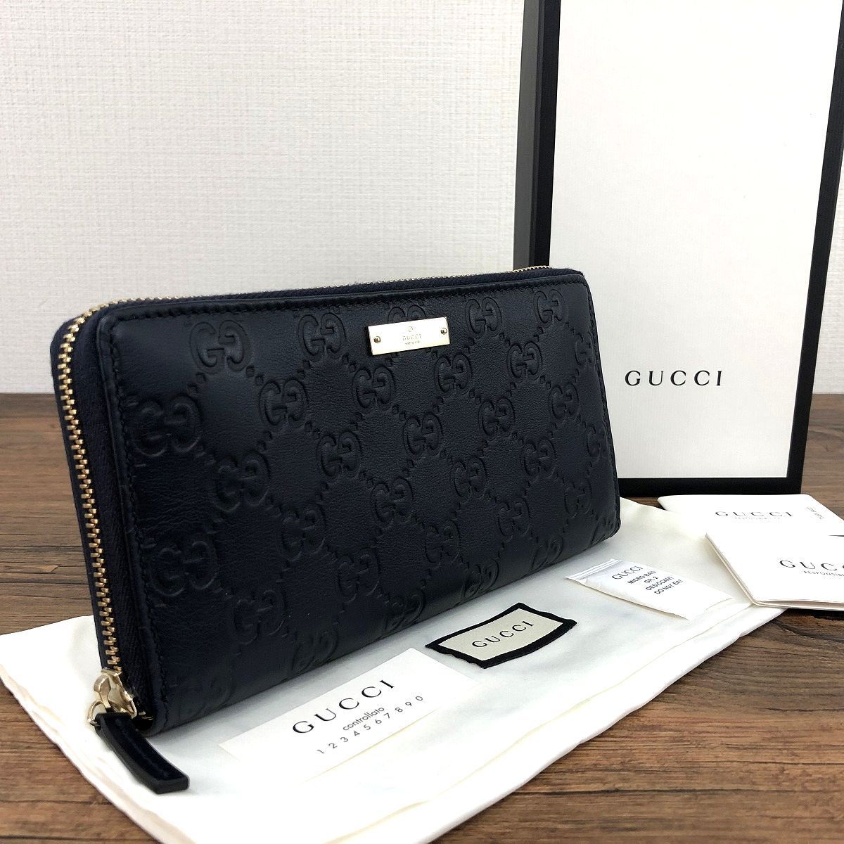 ☆送料無料☆ 未使用品 GUCCI ジップラウンドファスナーウォレット 307980 グッチシマ 箱付き 350