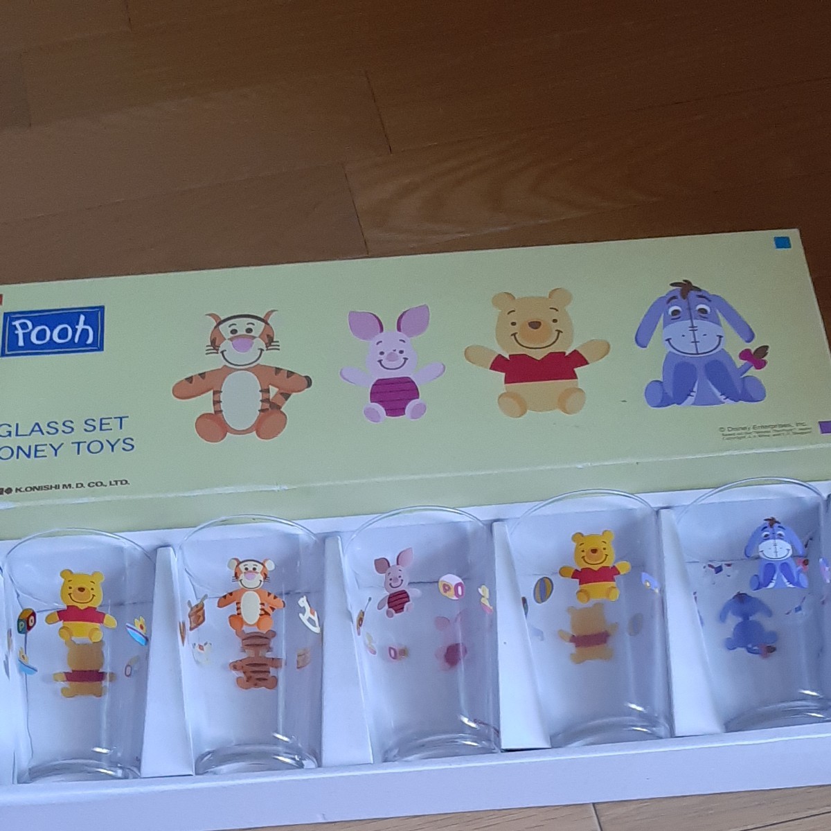 Disney ガラスセット ディズニー プーさん 日本製 グラス Pooh　未使用　レア　ギフト　プレゼント