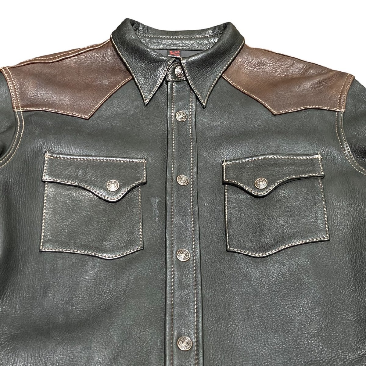 ☆美品 THE FLAT HEAD フラットヘッド ウエスタン シャツ ディアスキン