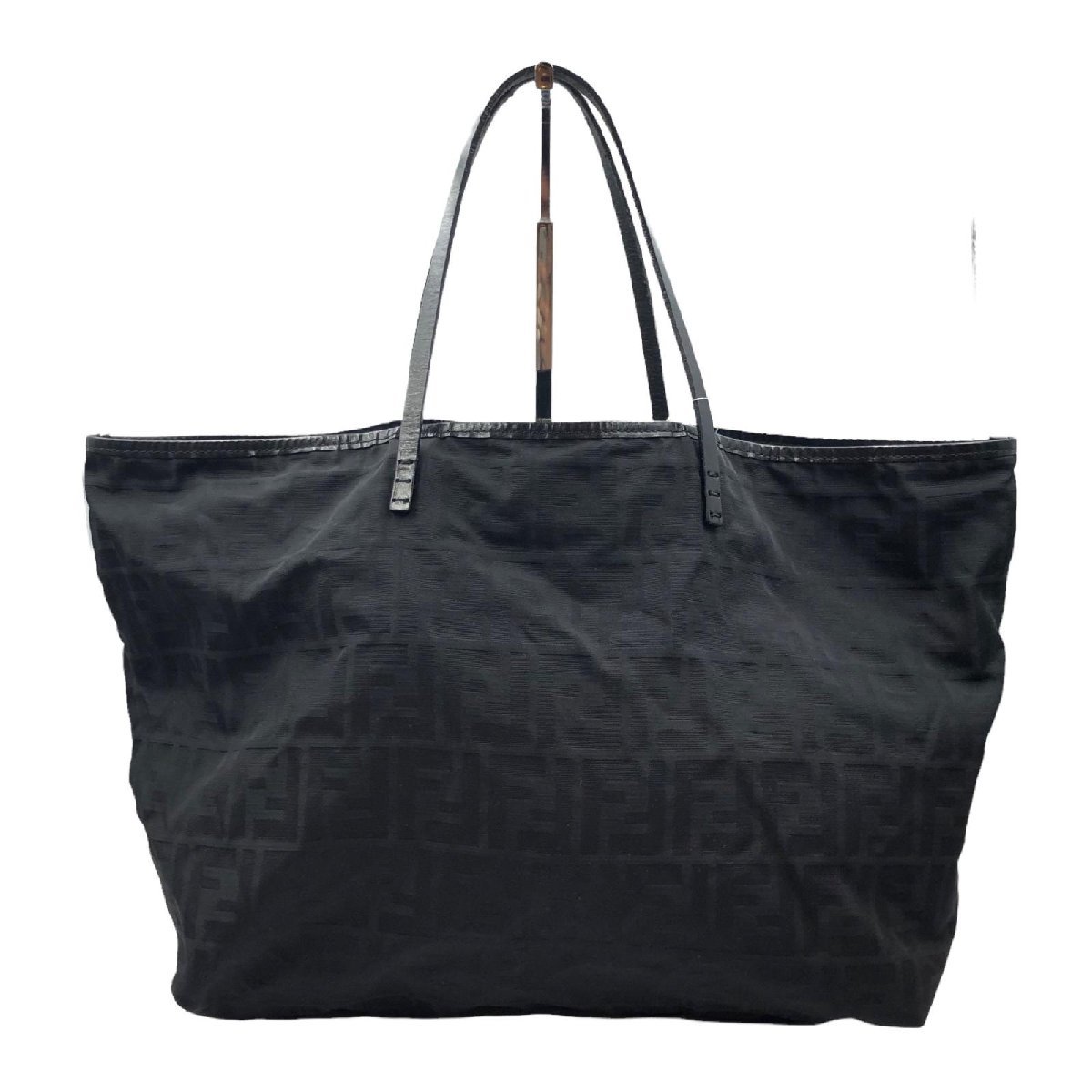 FENDI フェンディ トートバッグ ズッカ柄 ナイロン×レザー ブラック ...
