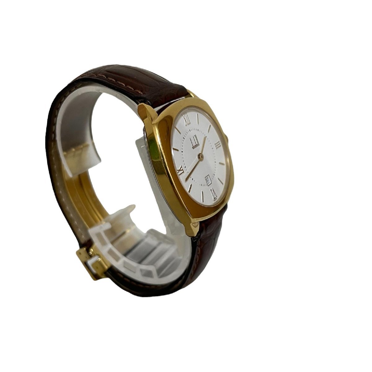 Dunhill ダンヒル SS メンズ クロコ型押し 革ベルト 腕時計_画像3
