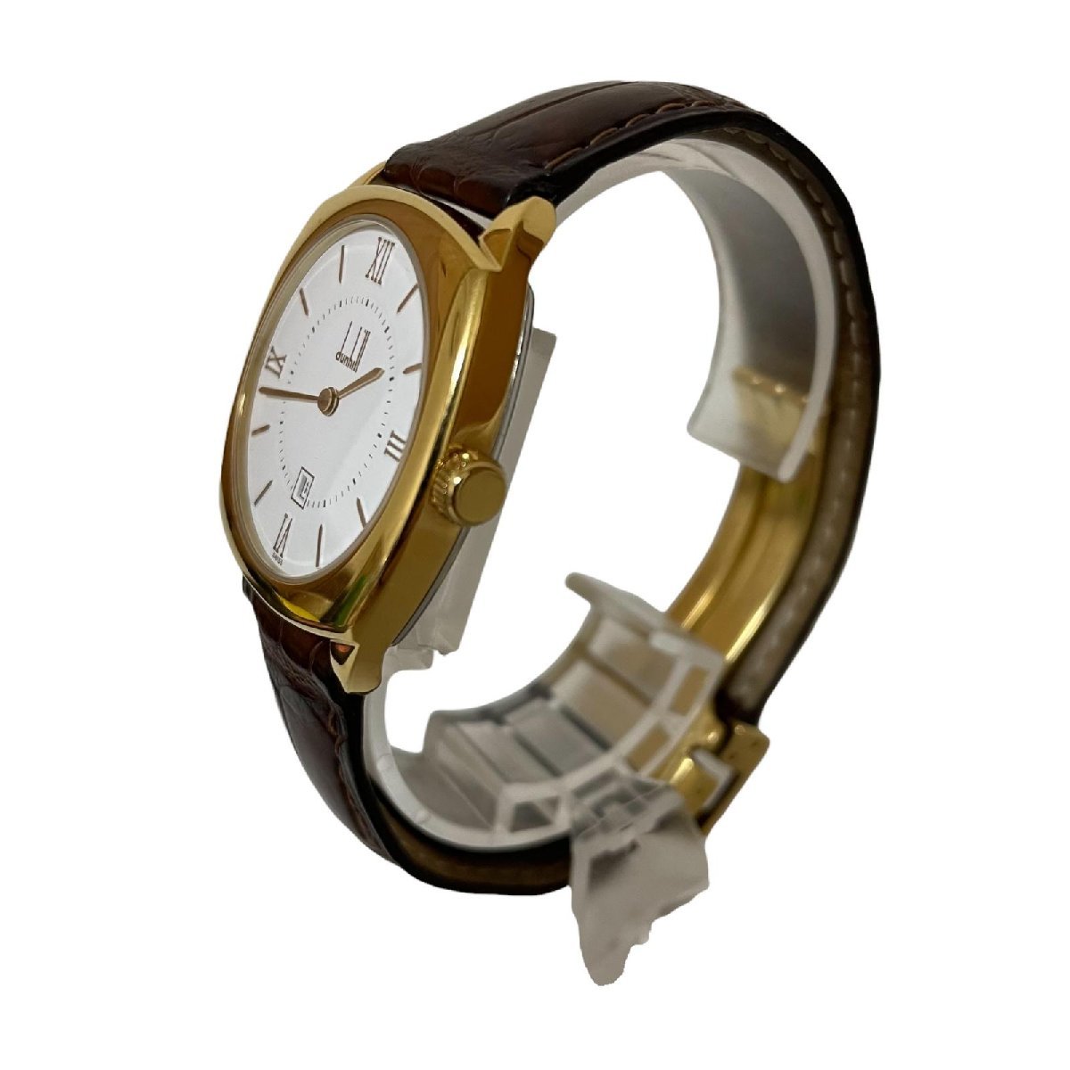 Dunhill ダンヒル SS メンズ クロコ型押し 革ベルト 腕時計_画像4
