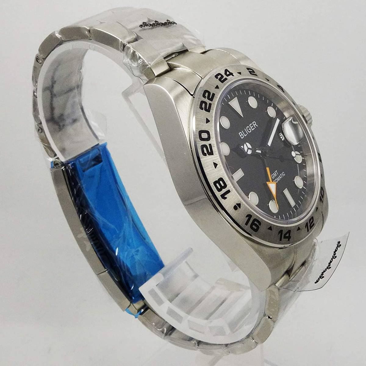 新品】BLIGER GMT 43mm 機械式 自動巻 防水 ブラックダイヤル