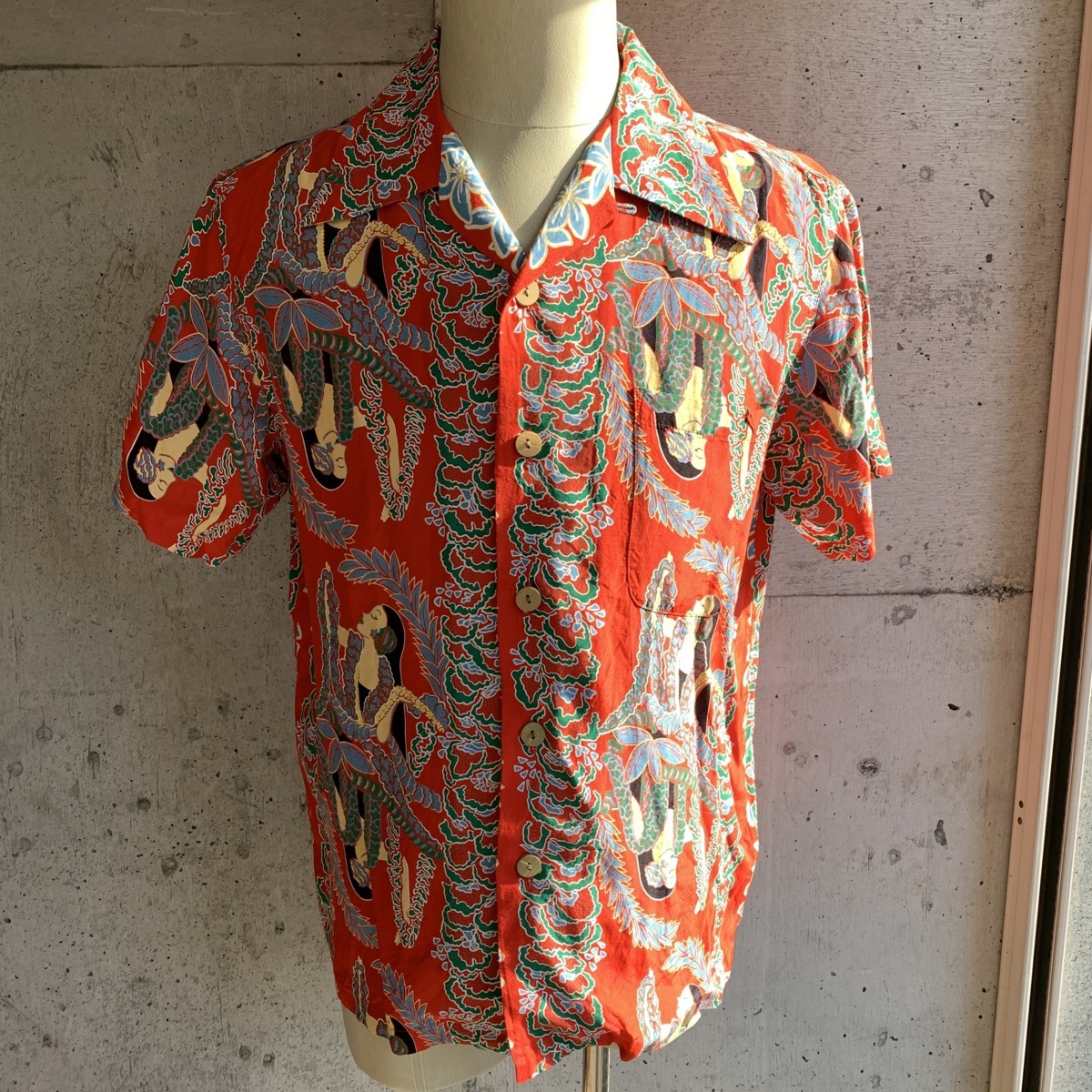 U.S Used Vintage Clothing Aloha Shirt Paradise Found アメリカ古着 ビンテージ アロハシャツ パラダイスファウンド フラガール バンブー_画像2