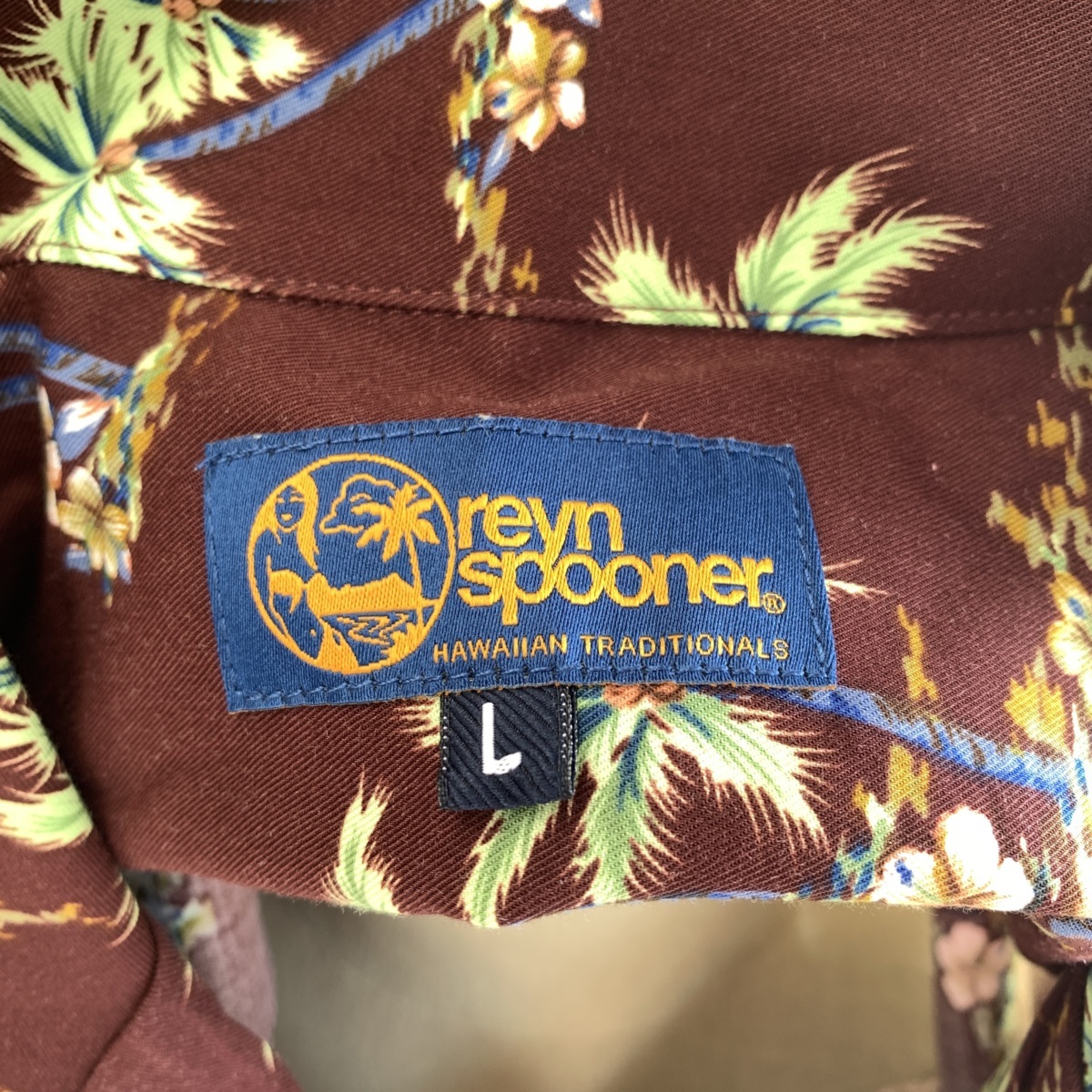 U.S Used Vintage Clothing Aloha Shirt reyn spooner アメリカ古着 ビンテージ アロハシャツ レインスプーナー L ボルドー パームウッド