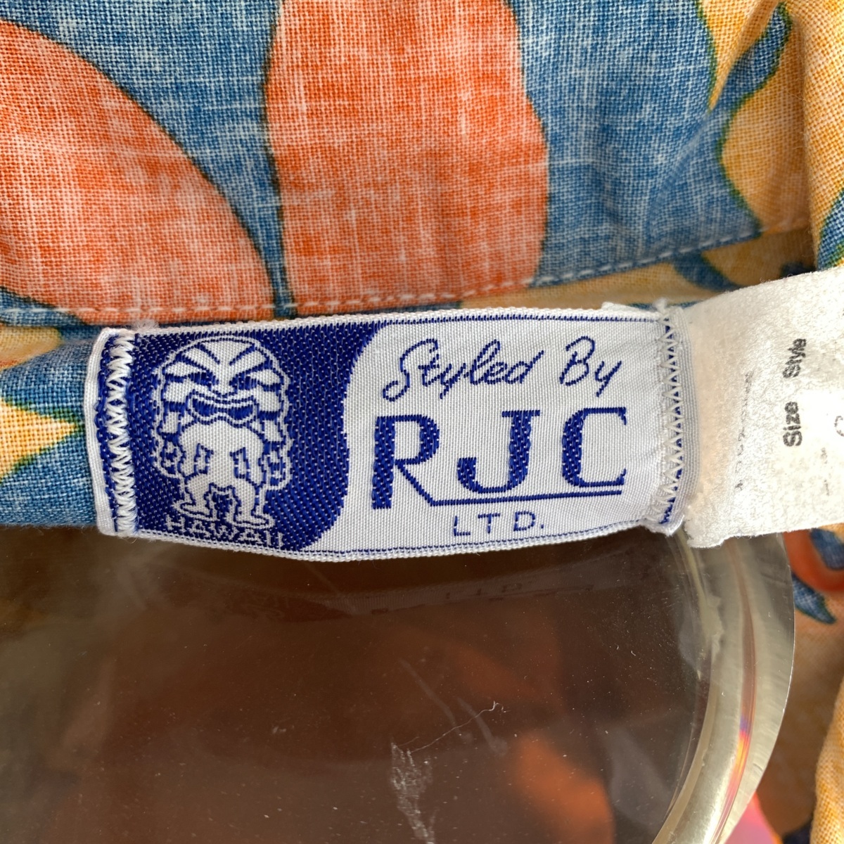 U.S Used Vintage Clothing Aloha Shirt RJC アメリカ古着 ビンテージ アロハシャツ ロバート J.クランシー S size 青系 植物柄 ウッド