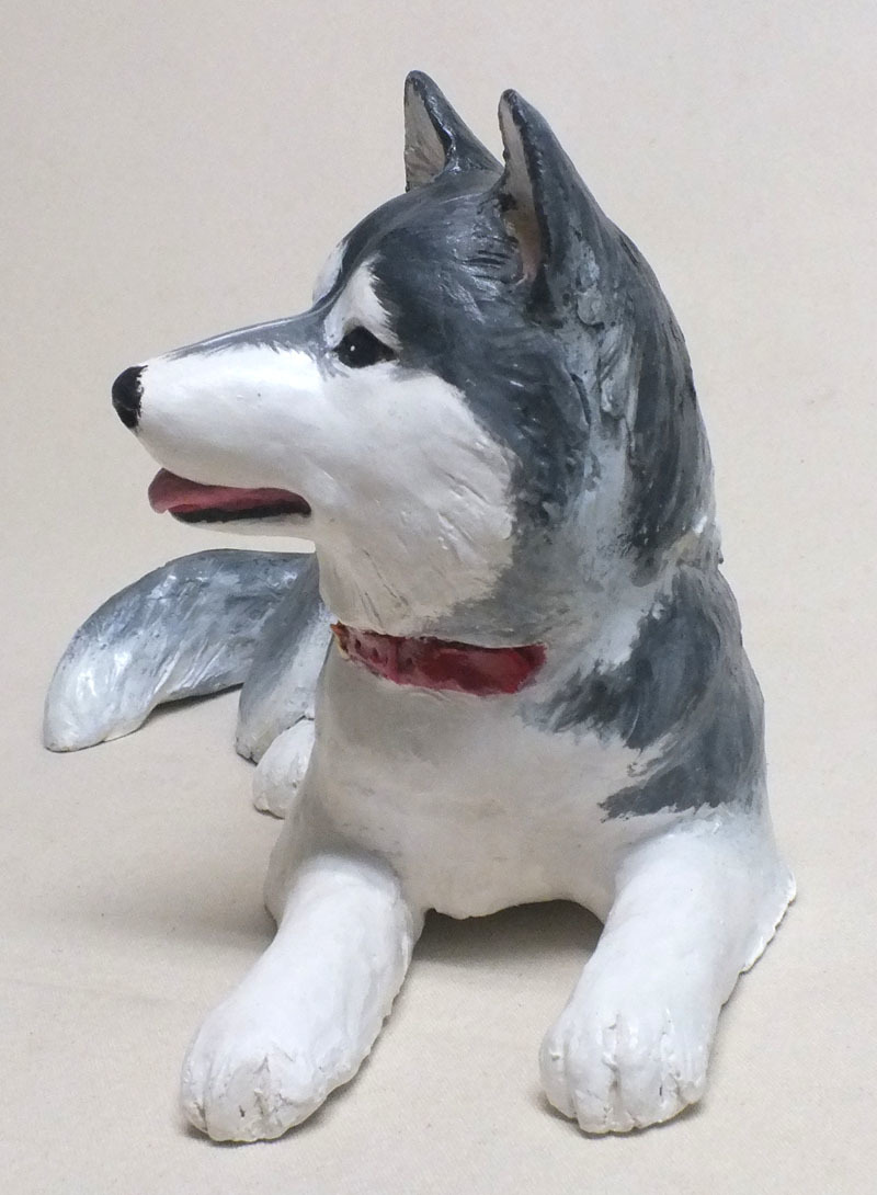 ★シベリアンハスキー★大きな犬の置物★創作粘土工芸家の作品★_画像3