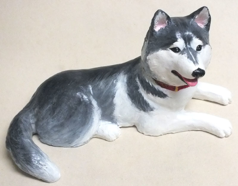 ★シベリアンハスキー★大きな犬の置物★創作粘土工芸家の作品★_画像2