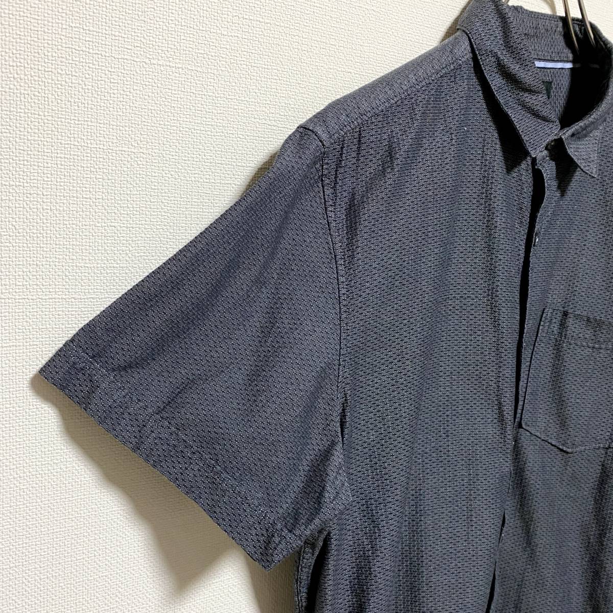 アメリカ古着　半袖シャツ　コットンシャツ　SLIM FIT スリムフィット　チャコールグレー　【A162】_画像5